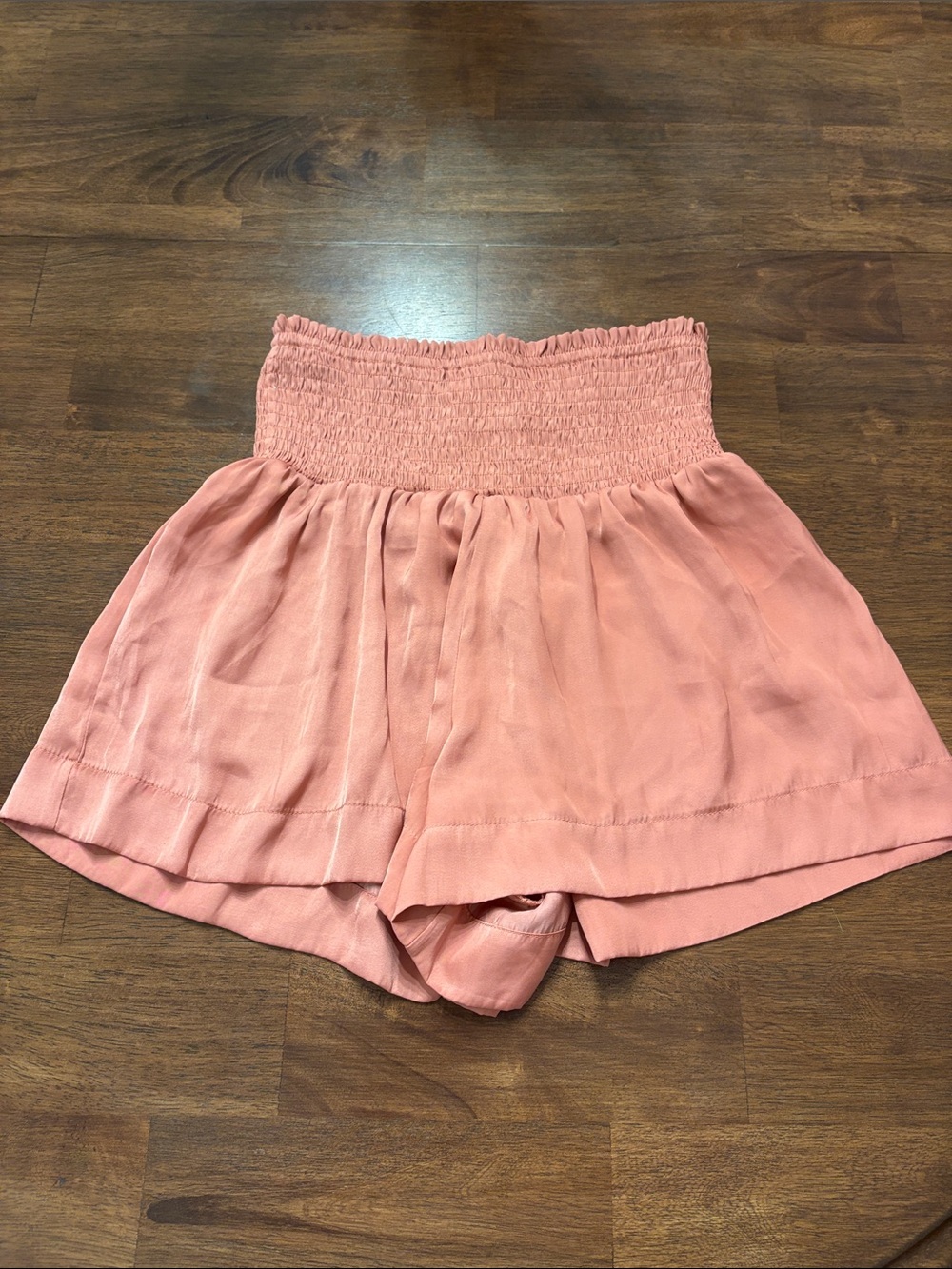 High-Waist Smocked Coral Women's Shorts